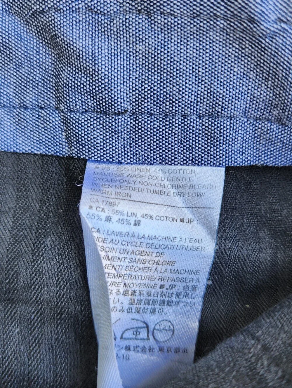 Banana Republic Men Solid Blue Linen Cotton Flat Front Chino Cambridge Shorts 30